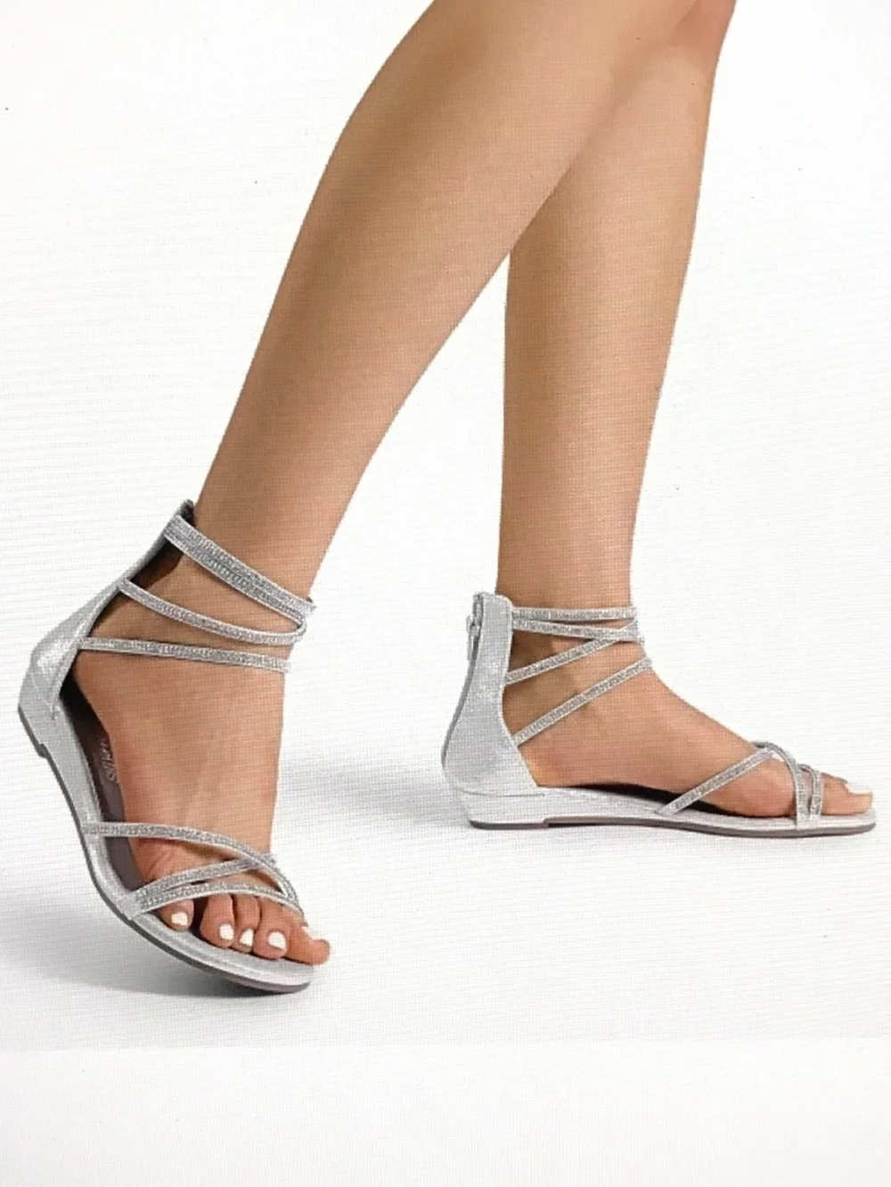 DREAM PAIRS Ankle Strap Wedge Sandals Strappy Gladiator Rhinestone Size 8.5